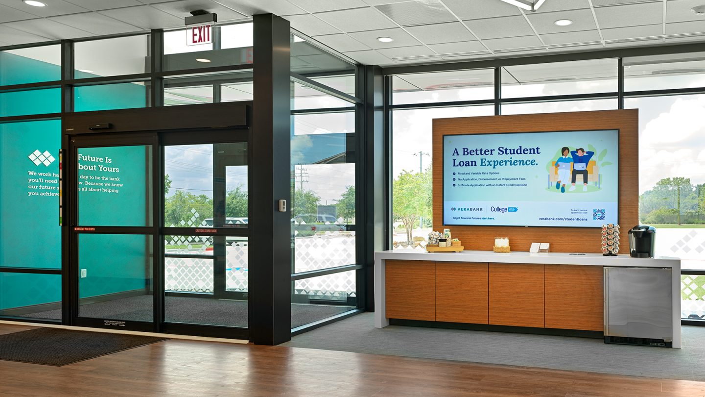 Digital Signage inside VeraBank branch