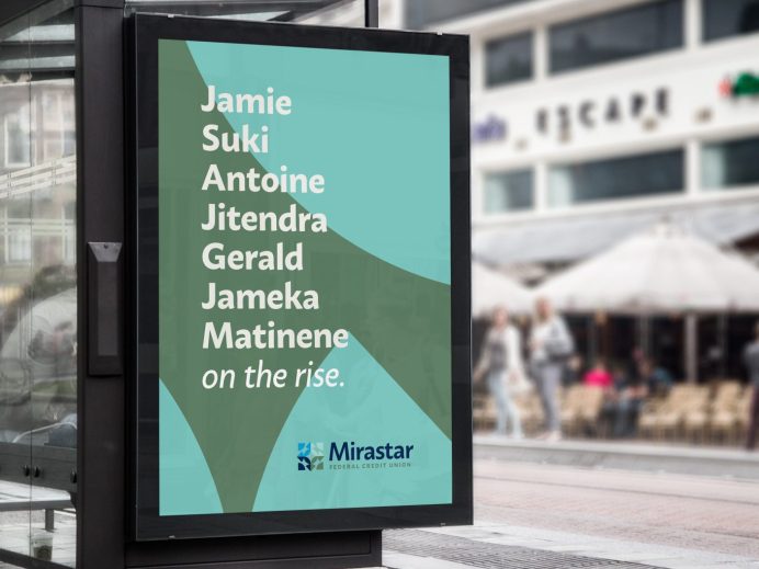 Mirastar Federal Credit Union bus shelter ad
