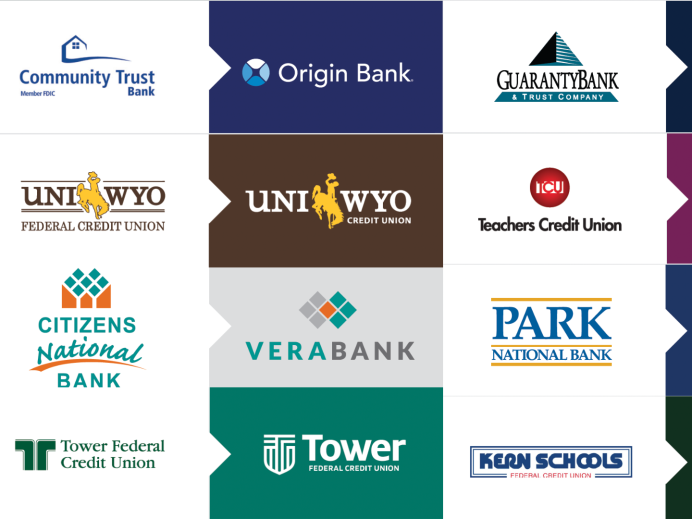 Bank and credit union logo redesign before and after