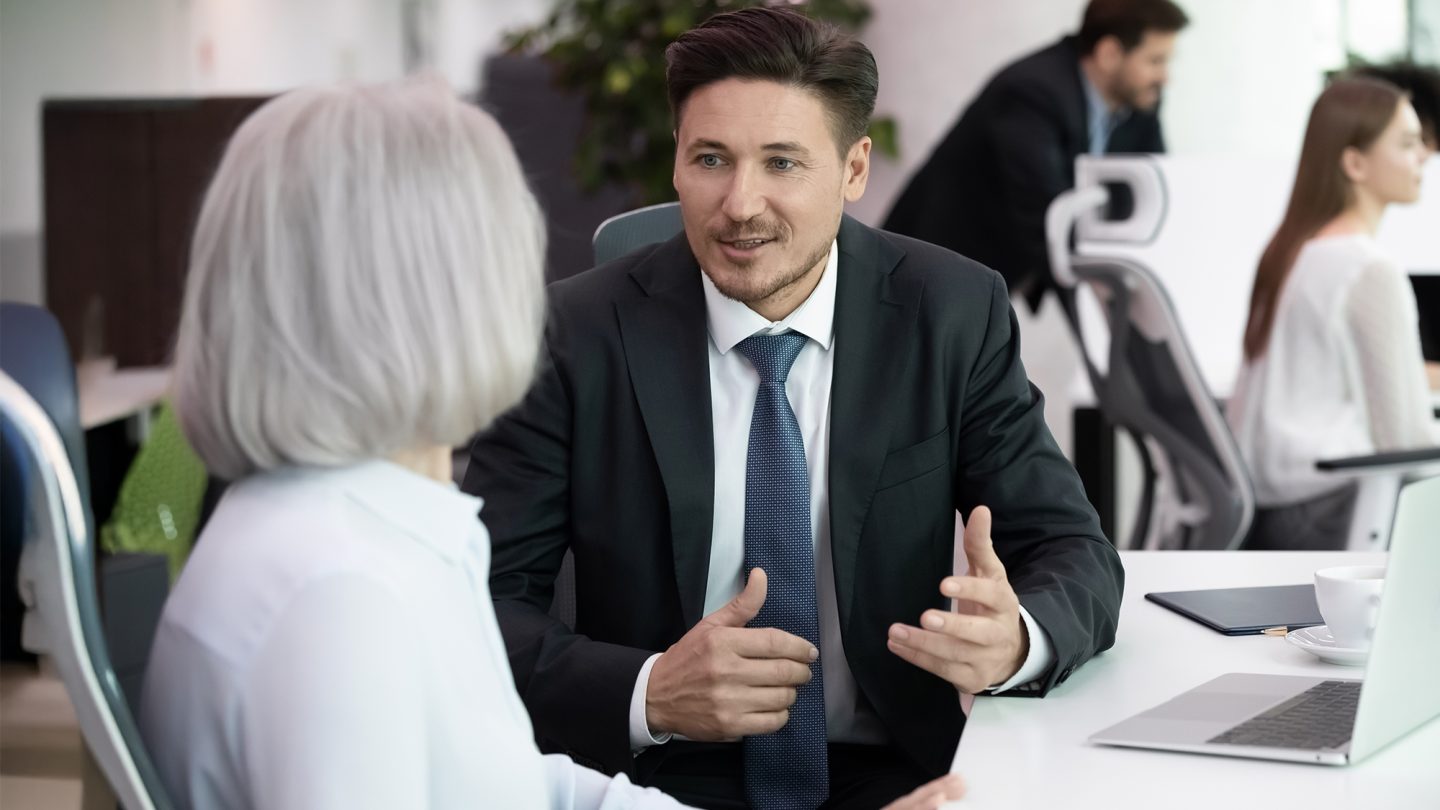 financial advisor assisting client