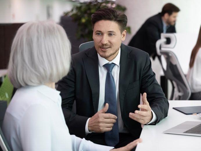 financial advisor assisting client