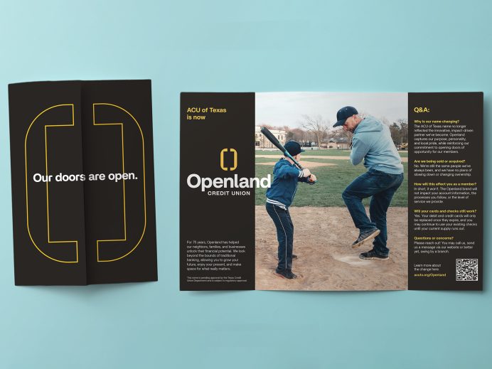 Openland credit union rebrand announcement document
