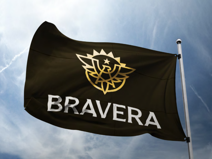 Bravera logo on a flag