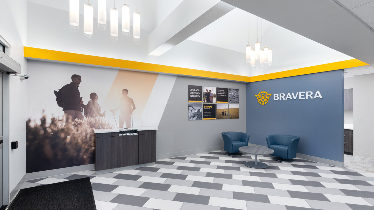 Interior look at Bravera and their use of their new branding