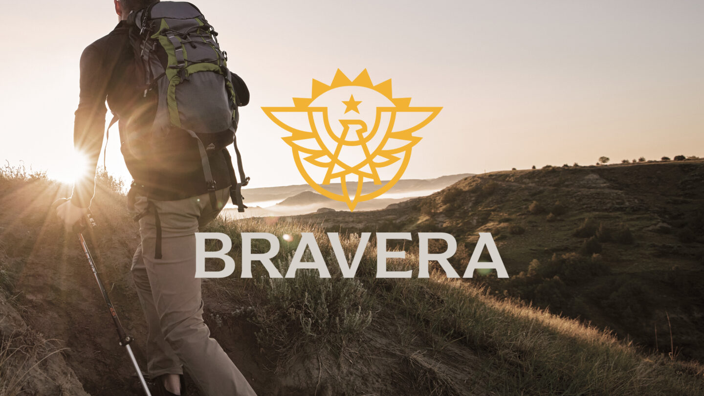 Bravera Bank logo overlayed with hiker