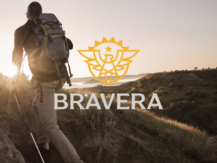 Bravera Bank logo overlayed with hiker