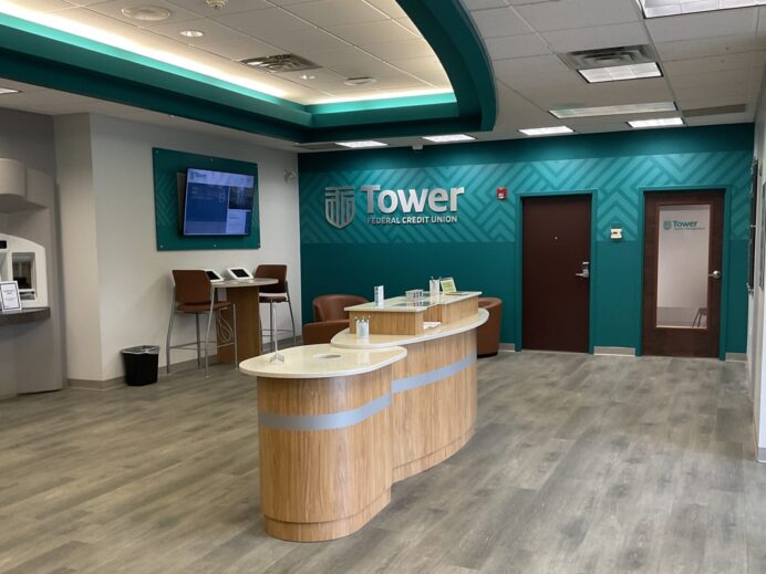 Interior of Tower Federal Credit Union branch