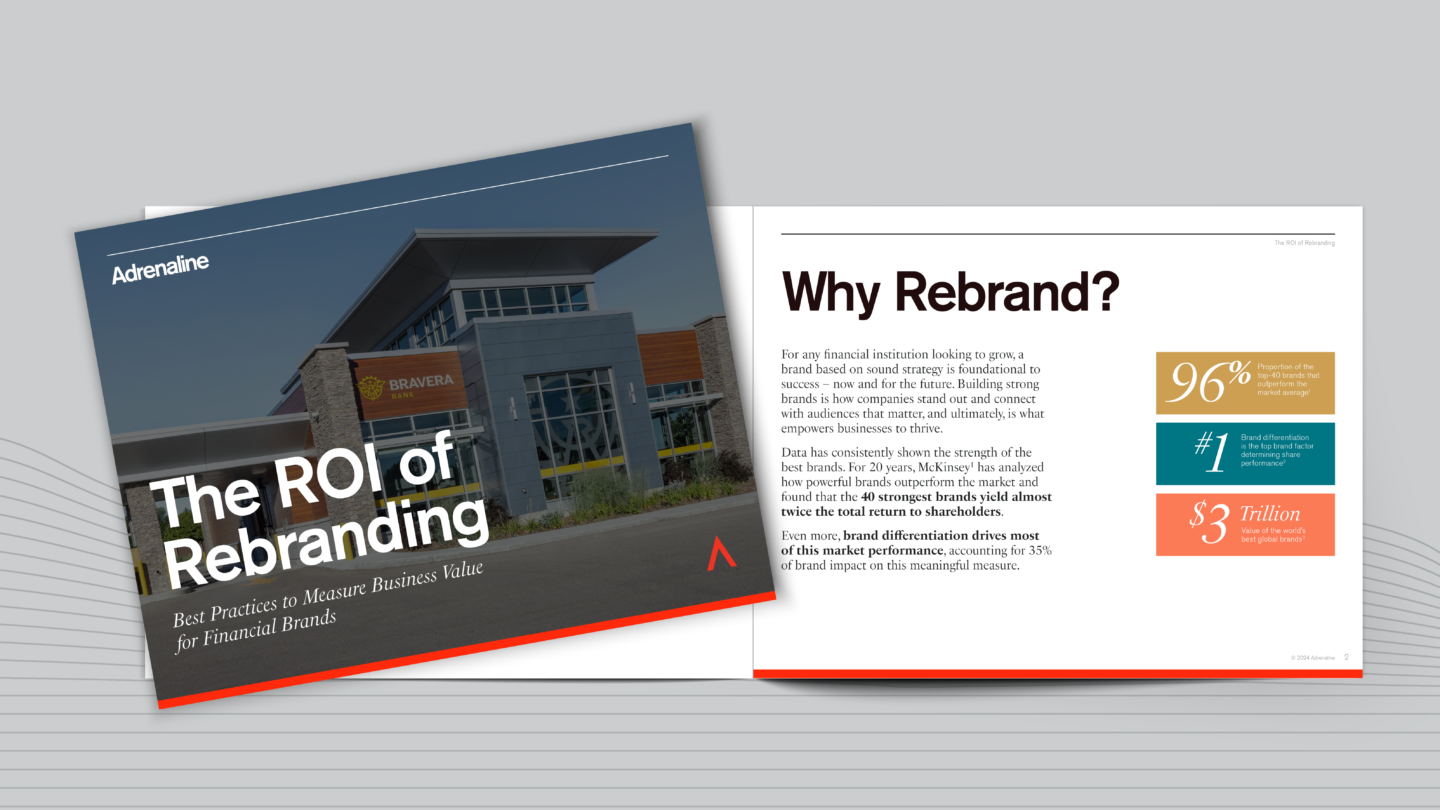 Adrenaline's ROI of Rebranding report for financial brands