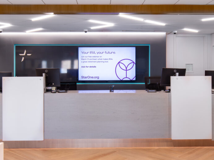 Star One Credit Union digital sign offering free webinar