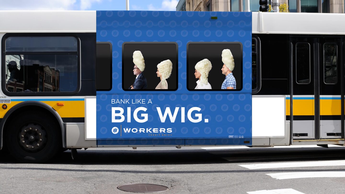 Big Wig portraits on bus